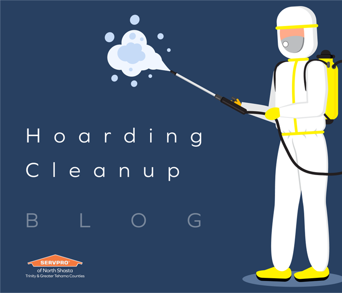 Hoarding cleanup technician with words