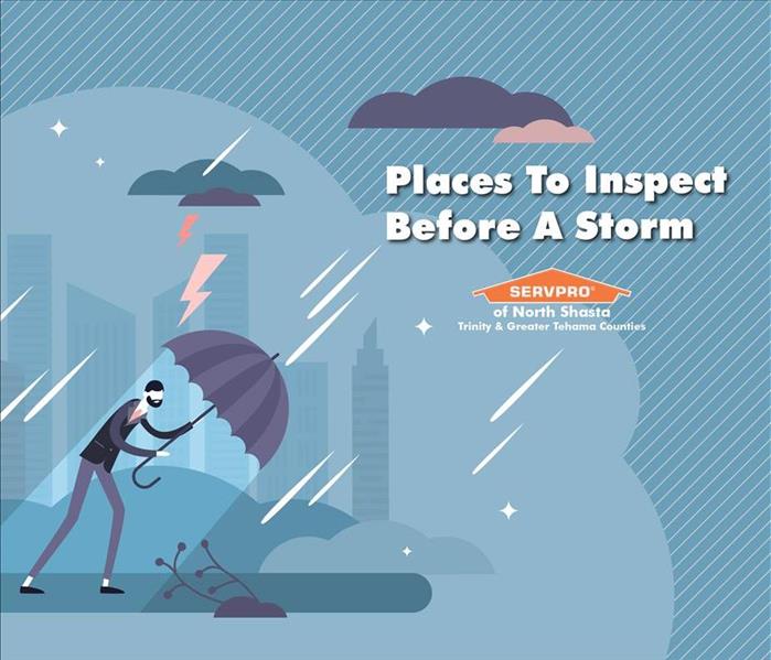 Graphic of a man holding an umbrella walking in a storm