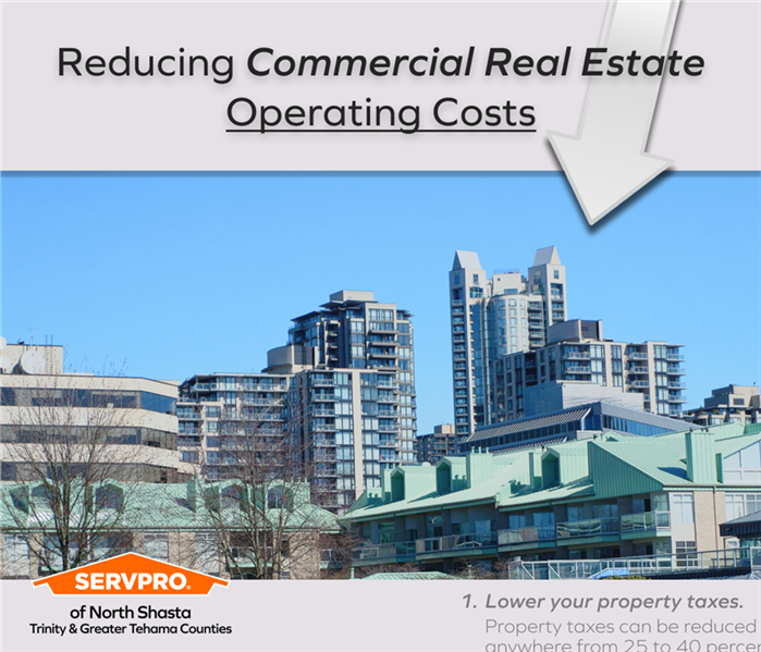 image of commercial building with title of how to reduce commercial operating costs